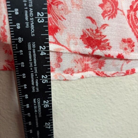 Lucky Brand Blouse Women's Small Pink Paisley V-Neck Ruffle Boho Shirt Top - Picture 5 of 8